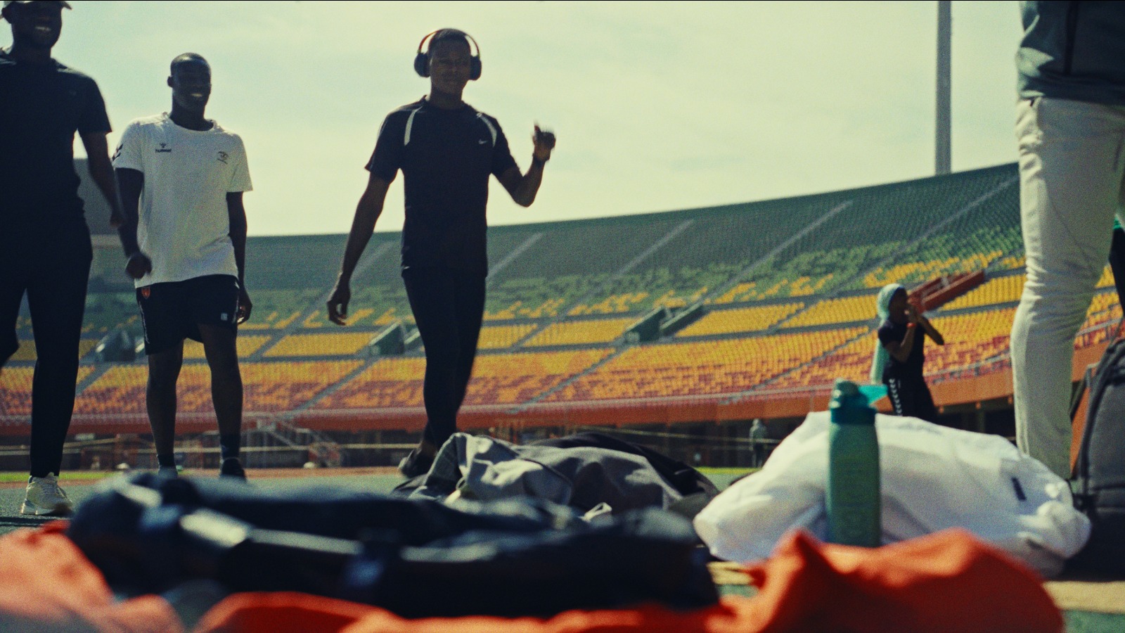 Athletes warming up in Dakar